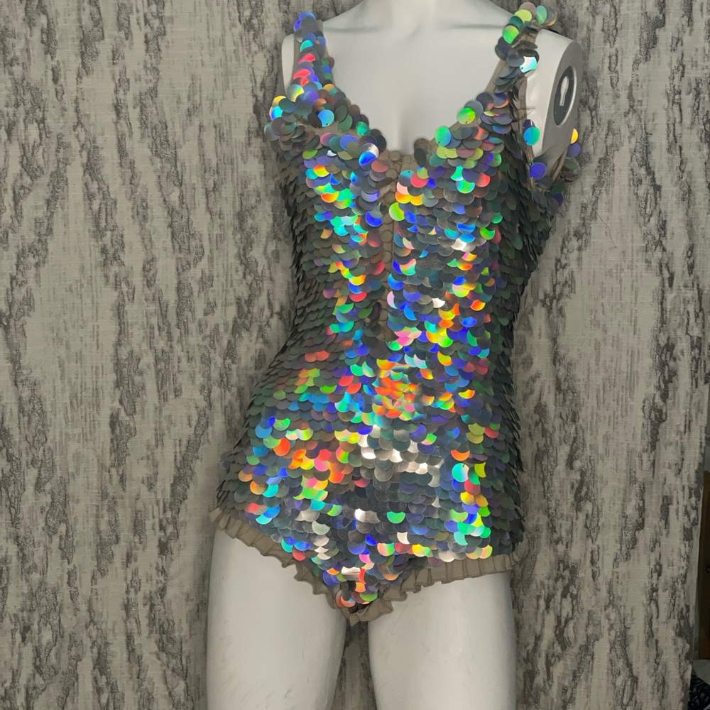 Holographic Sequin Bodysuit by Rosa Bloom